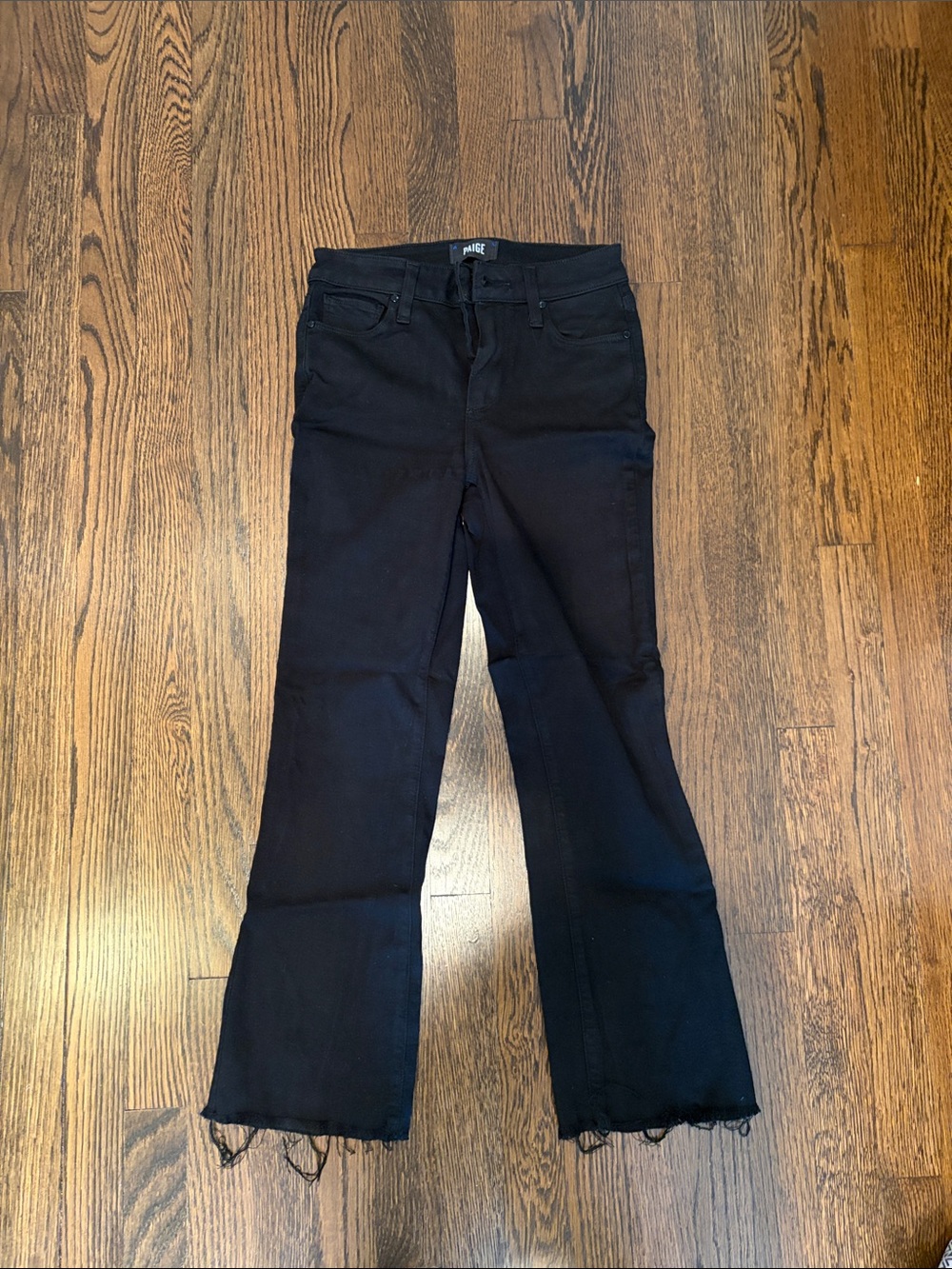PAIGE Black Colette Crop Flare Jeans 24